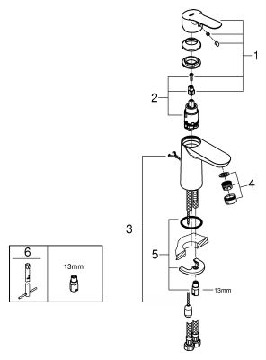Grohe Einhand-Waschtischbatterie Baüdge versenkbare Kette, Farbe silberfarben Bild 2
