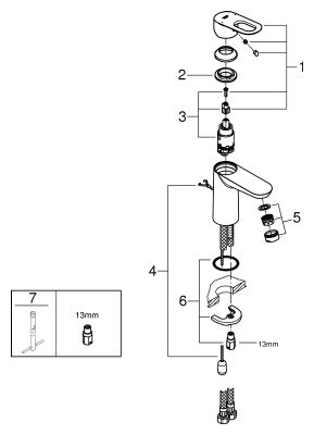Grohe Einhand-Waschtischbatterie BauLoop versenkbare Kette, Farbe silberfarben Bild 2