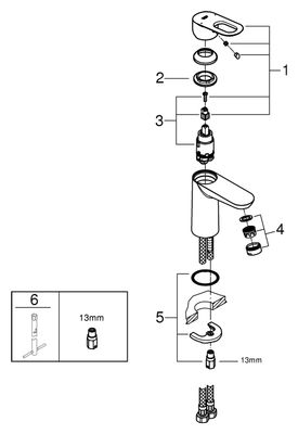 Grohe Einhand-Waschtischbatterie BauLoop glatter Körper, Farbe silberfarben Bild 2