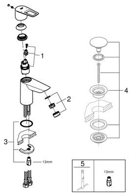 Grohe EH-Waschtischbatterie BauLoop 23337_1 S-Size glatter Körper, Farbe chrom Bild 2