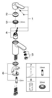 Grohe EH-Waschtischbatterie Eurostyle C 23373_2 glatter Körper EcoJoy, Farbe chrom Bild 2