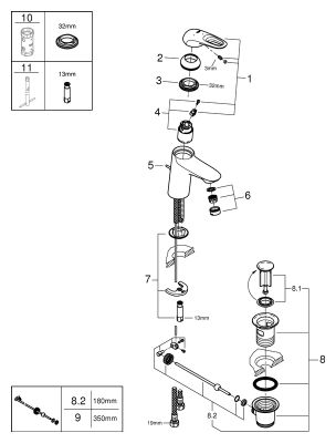 Grohe EH-WT-Batterie Eurostyle 23374_3 S-Size Mittelstellung kalt, Farbe chrom Bild 2