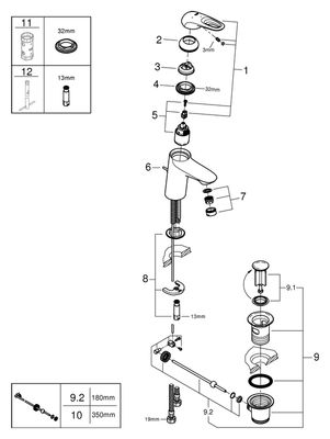 Grohe EH-WT-Batterie Eurostyle 23374_3 S-Size Mittelst. kalt moon white /, Farbe chrom Bild 2