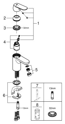 Grohe EH-Waschtischbatterie Eurosmart C 23376 gl. Körper Mittelst. kalt, Farbe chrom Bild 2