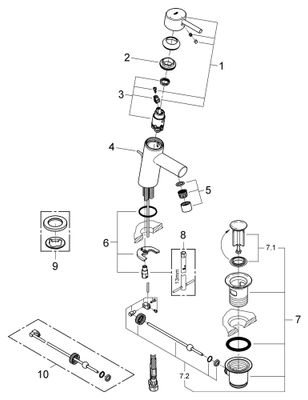 Grohe EH-WT-Batterie Concetto 23380_1 Mittelstellung kalt, Farbe chrom Bild 2
