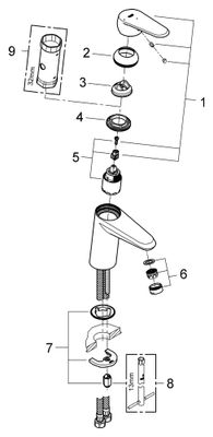 Grohe Einhand-Waschtischbatt. Eurodisc C 23382_2 glatter Körper EcoJoy, Farbe chrom Bild 2