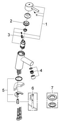 Grohe EH-WT-Batterie Concetto 23385_1 Mittelstellung kalt glatter Körper, Farbe chrom Bild 2