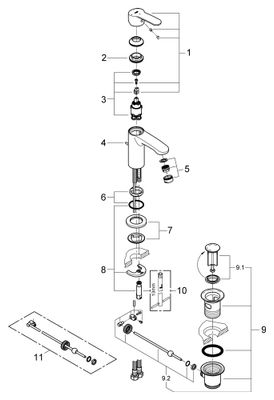 Grohe EH-WT-Batterie Eurostyle C 23387_2 Mittelstellung kalt, Farbe chrom Bild 2