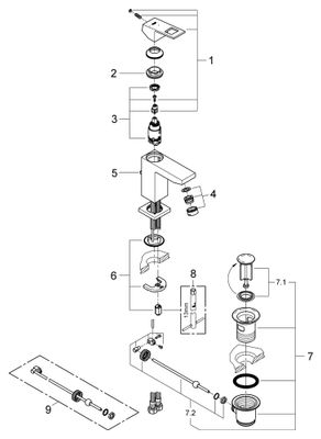 Grohe EH-WT-Batterie Eurocube 23390 Mittelstellung kalt, Farbe chrom Bild 2