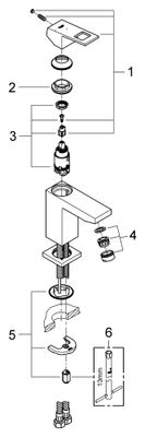 Grohe EH-WT-Batterie Eurocube 23392 Mittelstellung kalt glatter Körper, Farbe chrom Bild 2