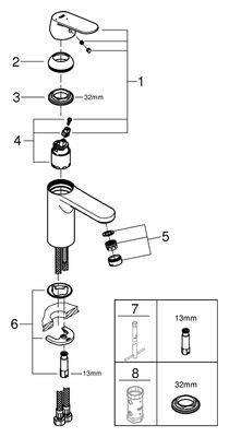 Grohe EH-WT-Batterie Eurosmart C 23398 mh. gl. Körper Mittelstell. kalt, Farbe chrom Bild 2