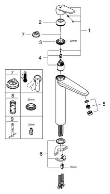 Grohe EH-WT-Batterie Eurodisc C, für freistehende Waschschüsseln, Farbe chrom Bild 2