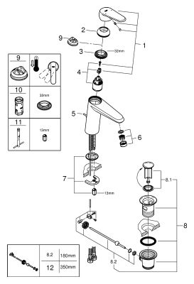 Grohe EH-Waschtischbatterie Eurodisc C 23448_2 mittelhohe Ausführung, Farbe chrom Bild 2