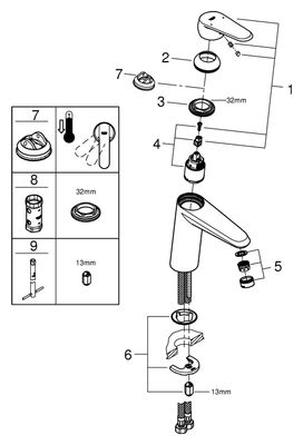 Grohe EH-WT-Batterie Eurodisc C 23449_2 mittelhohe Ausführ. glatter Körper, Farbe chrom Bild 2