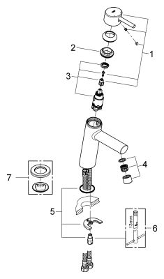 Grohe EH-WT-Batterie Concetto 23451_1 mittelhohe Ausführ. glatter Körper, Farbe chrom Bild 2