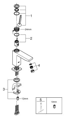 Grohe EH-Waschtischbatterie Eurocube Joy M-Size glatter Körper, Farbe chrom Bild 2