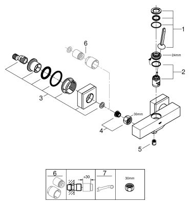 Grohe EH-Brausebatterie Eurocube Joy Wandmontage eigensicher, 85 x 190 mm, Farbe chrom Bild 2