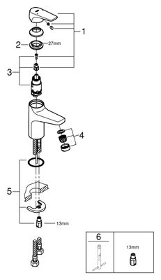 Grohe EH-Waschtischbatterie BauFlow S-Size glatter Körper, Farbe chrom Bild 2