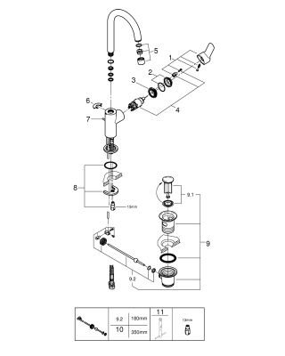 Grohe Einhand-Waschtischbatterie Baüdge 23760 L-Size, Farbe silberfarben Bild 2