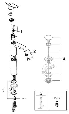 Grohe EH-Waschtischbatterie Baüdge 23761_1 XL-Size glatter Körper, Farbe chrom Bild 2