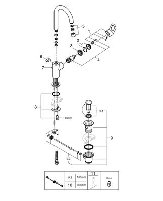 Grohe Einhand-Waschtischbatterie BauLoop L-Size, Farbe silberfarben Bild 2