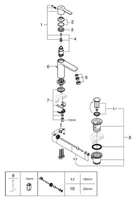 Grohe EH-WT-Batterie Lineare 23790_1 XS-Size Mittelstellung kalt, Farbe chrom Bild 2