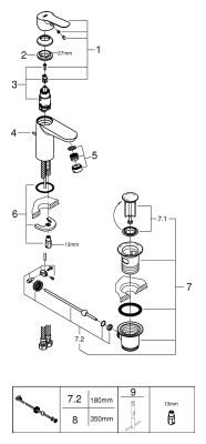 Grohe Einhand-Waschtischbatterie Baüdge S-Size Temperaturbegrenzer, Farbe silberfarben Bild 2
