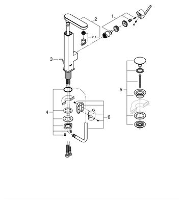 Grohe EH-WT-Batterie Plus 23844_3 L-Size azb. Auslauf Push-open Ablaufgrt, Farbe chrom Bild 2