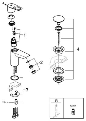 Grohe EH-WT-Batterie BauLoop 23878_1 S-Size PushOpen Ablaufgarnitur, Farbe chrom Bild 2