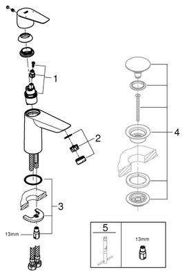 Grohe Einhebel-Waschtischbatterie Baüdge, M-Size, ohne Abl.Garnitur, verchromt, 106 mm, Farbe chrom Bild 2