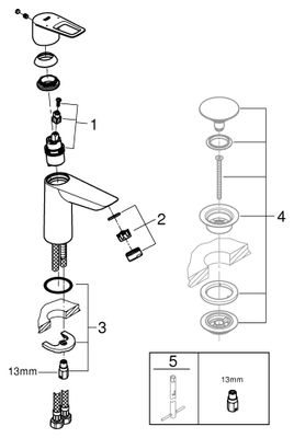 Grohe EH-Waschtischbatterie BauLoop 23917_1 M-Size glatter Körper, Farbe chrom Bild 2