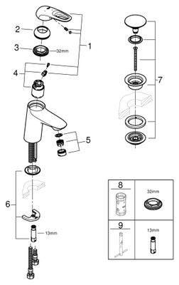 Grohe EH-WT-Batt. Eurostyle 23930_3 S-Size MST kalt PO Abl.grt. H.ohne, Farbe chrom Bild 2