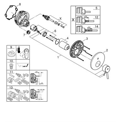 Grohe Farbset Einhebel-Wannenbatterie Concetto, für Rapido SmartBox, verchromt, 243 x 180 x 116 mm, Farbe chrom Bild 2