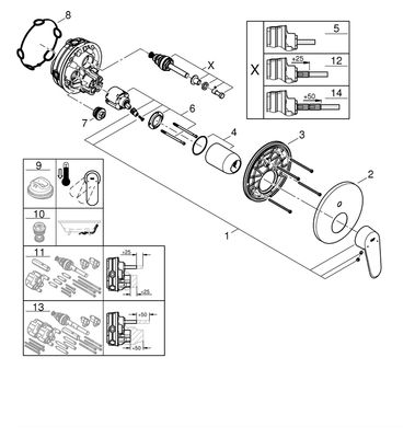 Grohe Farbset Einhebel-Wannenbatterie Eurodisc, für Rapido SmartBox, verchromt, 180 x 200 x 123 mm, Farbe chrom Bild 2