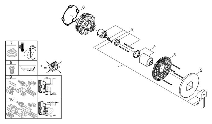 Grohe Farbset Einhebel-Brausebatterie Plus, für Rapido SmartBox, verchromt, 158 mm, Farbe chrom Bild 2