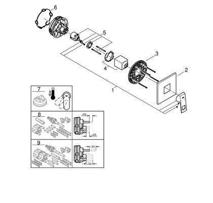 Grohe Farbset Einhebel-Brausebatterie Eurocube eckig, für Rapido SmartBox, verchromt, 200 x 180 x 124 mm, Farbe chrom Bild 2