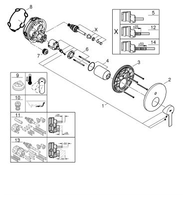 Grohe Farbset Einhebel-Wannenbatterie Lineare, für Rapido SmartBox, verchromt, 243 x 180 x 112 mm, Farbe chrom Bild 2