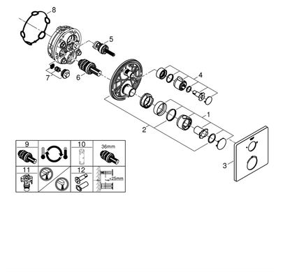 Grohe Farbset-THM-Brausebatterie Grohtherm 2 Abg, für Rapido SmartBox, eckig, 243 x 180 x 43 mm, Farbe chrom Bild 2