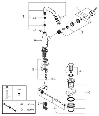 Grohe Einhebel-Waschtischmischer Essence, 193 x 114 mm Bild 2