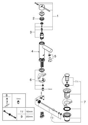 Grohe Einhebel-Waschtischmischer Essence S-Size, mit Ablaufgarnitur, 174 x 116 mm, Farbe silberfarben Bild 2