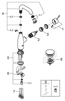 Grohe EH-WT-Batterie Essence 24181_1 Push-open-Ablaufgarnitur M-Size, Farbe chrom Bild 2