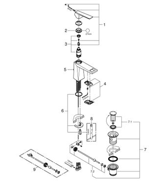Grohe EH-WT-Batterie Allure Brilliant 24341 Zugst.-Abl.grt. hard graphite geb, Farbe hard graphite Bild 2