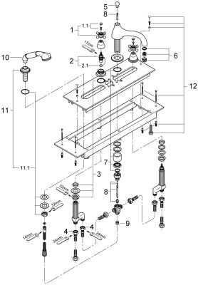 Grohe 4-Loch-Wannenkombination Sinfonia DN 15 niedriger Auslauf, 150 x 250 mm, Farbe chrom Bild 2