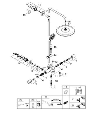 Grohe Duschsystem Rainshower SmartActive 310 Wannenthermostat, 1573 x 317 x 472 mm, Farbe chrom Bild 2