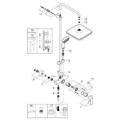 Grohe Duschsystem Tempesta C 250 Cube Brause-EHM Brausearm 390 mm, Farbe chrom Bild 2