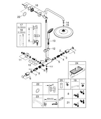 Grohe Duschsystem Euphoria 310 Wandmontage THM CoolTouch, 1551 x 308 x 472 mm, Farbe chrom Bild 2