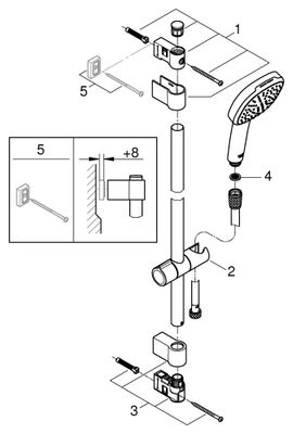 Grohe Brausestangenset Tempesta Cube 110 26748_3 600 mm 2 Strahlarten 7,4l, Farbe chrom Bild 2