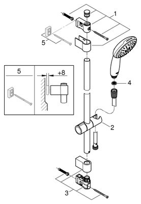 Grohe Brausegarnitur Tempesta 110 900 mm, 3-strahlig, Water Saving, Farbe chrom Bild 2