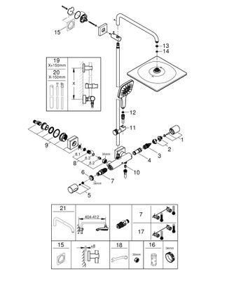 Grohe Duschsystem Rainshower SmartActive 310 Cube 26837, mit THM, 1118 x 317 x 472 mm, Farbe cool sunrise Bild 2