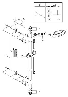 Grohe Brausegrt. Rainshower Icon 150 27277_1 900 mm Wandhalter Metall, Farbe chrom Bild 2
